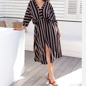 Dress Barn Black striped Kaftan dress size Medium